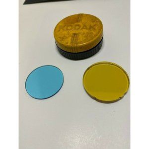Vintage Kodak Camera Lens Filters Blue & Yellow 1.5" Glass Photography